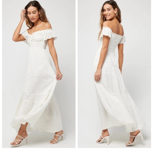 L*Space Lucia Coverup Beach Maxi Dress Cream - Picture 1 of 3